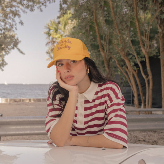 Script Logo Yellow trucker hat